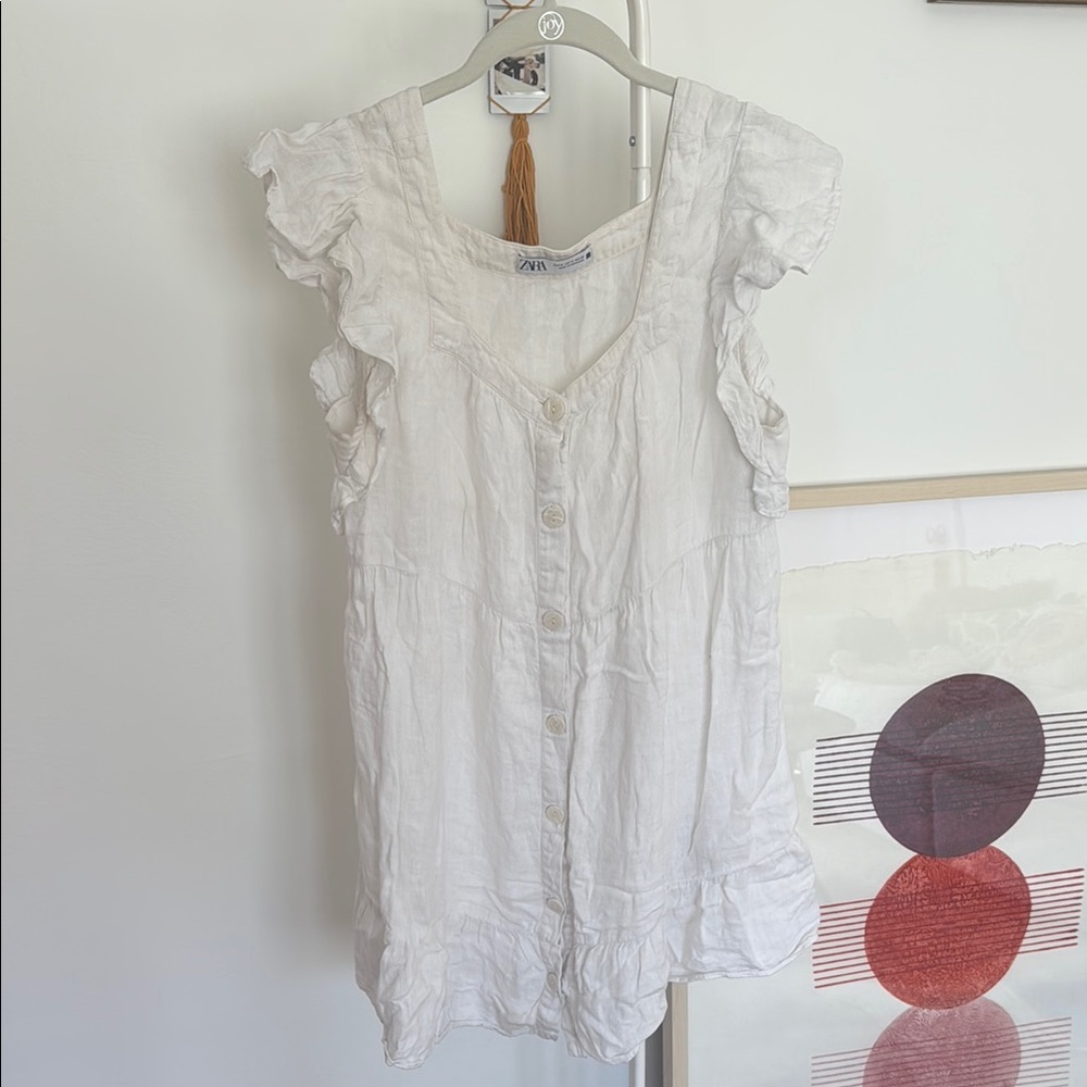 ZARA Ruffled Linen Dress